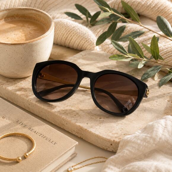 Michael Kors Cape Cod Oversized Sunglasses Black Gold